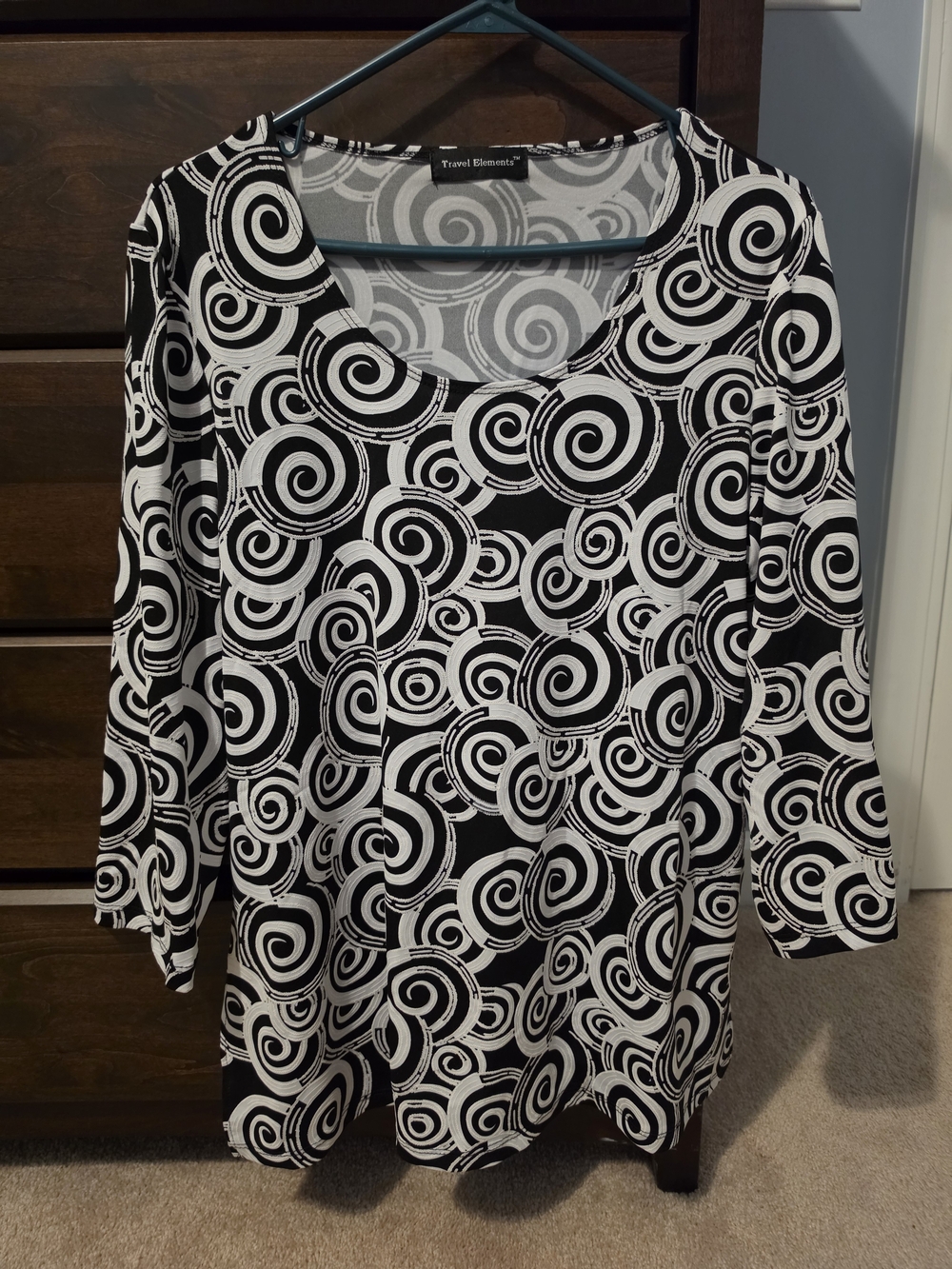 Travel Elements Black & White Swirl Tunic Top